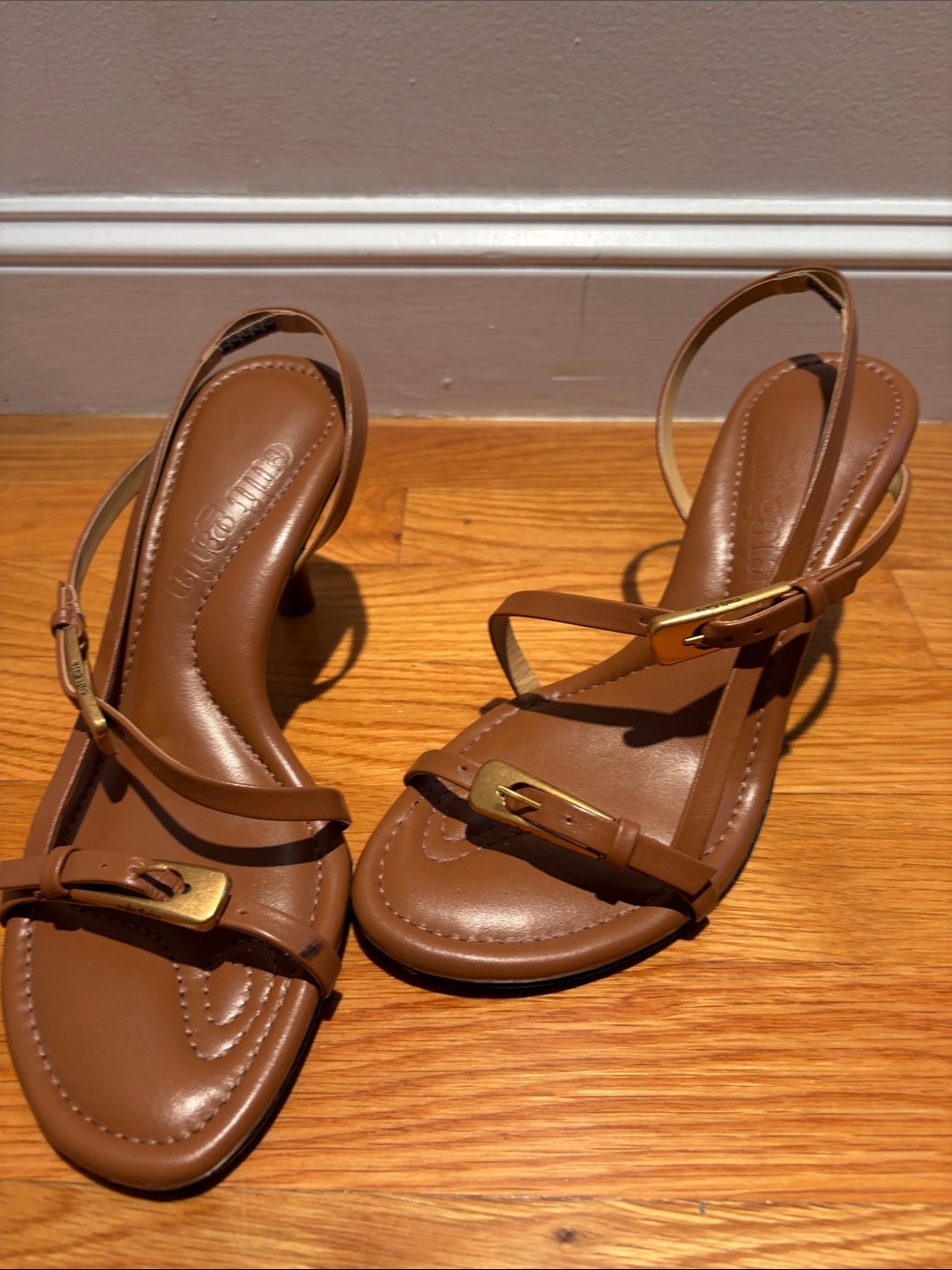 Cult Gaia Brown Leather Strappy Slingback Sandals - Women